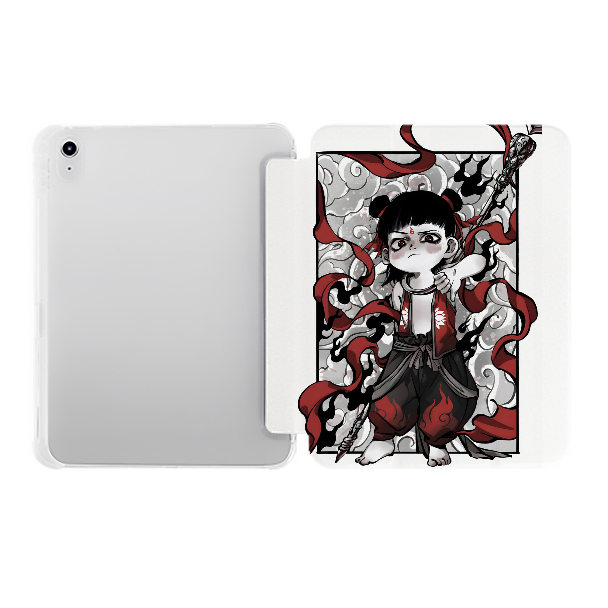 （画像用） Ne Zha 2 ナタ 魔童の大暴れ IPad ケース ペン収納付き 三つ折りスタンド PUレザー×シリコン 対応機種9.5/10.5/10.9インチ